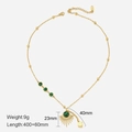 Gold stainless steel fan-shaped necklace with malachite beads and sunray pendant - 304 Stainless Steel / Malachite Necklace