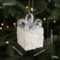 Silver glitter Christmas gift box ornament with sequins and bow for tree decoration - Gift Box Pendant Style A
