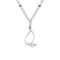 Silver titanium steel necklace featuring a letter Q pendant with heart detail. - Letter Q / Silver