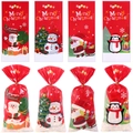 Weihnachtstüten mit Weihnachtsmann- und Schneemann-Motiven für Süßigkeitenverpackungen - Stil 3 (4-in-1 gemischt) 100 Stück/Beutel