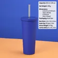 Gobelet 830ml bleu mat en acier inoxydable avec paille pour café et thé - Bleu Klein (830ml)