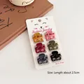 Set of 6 colorful Morandi cat-shaped hair claws in plastic, size 2.5cm for women - Mini Hair Clip Set (014#) / Set of 6