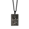 Black stainless steel tarot necklace featuring The Star card with a chunky cuban link chain - Star / Black