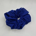 Close-up of deep blue chiffon hair scrunchie with high elasticity and pleated fabric texture - Dark Blue (7-8)