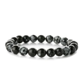Detailansicht des natürlichen Schneeflocken-Obsidian-Perlenarmbands mit Textur in Schwarz-Weiß - Schneeflocken-Obsidian-Stil