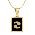 Collana con ciondolo quadrato zodiaco Cancro dorato con intarsio nero e catena snake - Cancro