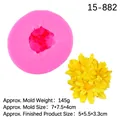 3D-Gänseblümchen-Silikonform für Seife in Rosa mit detaillierten Maßangaben und Gewicht - Stil 2 Gänseblümchen/Sonnenblume / Rosa