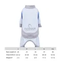 Size chart for blue summer cooling pet jumpsuit with outdoor sun protection details - S / Grey Blue