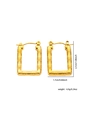 Detail view of gold rectangle bamboo hoop earrings with size and weight dimensions - Gold Rectangle Bamboo Texture Style (#0199)