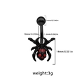 Tableau de tailles détaillé pour piercing nombril araignée noire avec tige de 10mm - Style Araignée Noire Point Rouge (24072504-8)