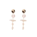 Eleganti orecchini pendenti con perle d'acqua dolce placcati in oro 18 carati vintage - Design A Croce Barocca
