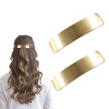 Golden geometric rectangular metal hair clip set with fine horizontal brushed texture - Set Of 16 (2 Pieces)