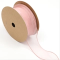 Pink chiffon fishtail ribbon roll on 10Y paper spool for floral gift wrapping decor - Pink