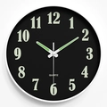30cm silent luminous wall clock with modern black dial and quartz movement for home - 12 Inch / Arabic Black Dial White Frame