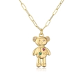 Dettaglio del ciondolo a forma di orso placcato oro 18K con zirconi e scritta LOVE - Stile Orso Cuore