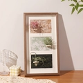 Macro detail of wooden air plant frame with solid wood texture and vertical layered design - 3-Grid Frame - Coffee Wood (Plant Not Included)