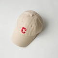 Beige kids baseball cap with red embroidered letter C in a classic cotton twill style - 50-52CM / C Letter Embroidery / Beige