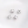 14K gold plated silver wheel spacer with clear square cubic zirconia stones - Style 1 / 6x4.5mm / White Gold