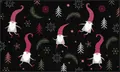 Detailmuster mit Weihnachtsgnomen und Schneeflocken auf einer schwarzen rutschfesten Matte - 40*60cm / Weihnachtsdeko-Schwarzer Weihnachtsmannbaum