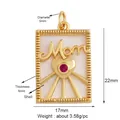 Gold Mom rectangle pendant with pink zircon heart and natural shell inlay - Shell Mom Heart (K301929-Shell)