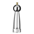 Manual acrylic pepper mill with acacia wood top and clear body showing ceramic core - 8 Inch Stainless Steel Ball Top