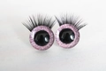 3D doll eyes with pink glitter iris and long black eyelashes for plush toy making - Pink / 14mm