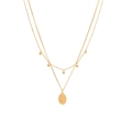 Gold double-layered stainless steel necklace featuring a coin pendant and small gold discs - Double Layer Sequin Portrait Coin Style (4#)