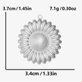 Größen- und Gewichtsangaben für den Retro-Blumenanhänger aus 304 Edelstahl - 37x34mm / Silber