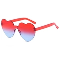 Fashionable heart-shaped sunglasses with red and blue gradient lenses and red frames - Two-tone C32