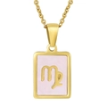 Detailed shot of 18K gold plated Virgo shell necklace with pink inlay on white background - Virgo (With Chain)