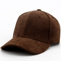 Classic dark brown corduroy baseball cap with six-panel vintage design and curved brim - Adjustable / Brown
