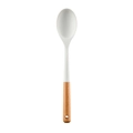 White silicone kitchen spoon with natural wooden handle and hanging hole, Nordic style - Solid Spoon