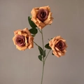 Three-headed artificial diamond rose bouquet with gradient orange and deep red petals - Orange Coffee