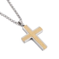 Collana creativa con pendente a croce bicolore in acciaio argento e oro opaco - Oro