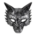 Máscara de lobo plateada vintage con textura realista para fiesta de Halloween - Talla única / Plateado