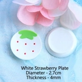 Detailed view of miniature strawberry resin plate 2.7cm diameter for DIY dollhouse - White Strawberry Plate