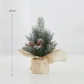 Mini PE artificial Christmas tree with snow, pine cones and burlap base, 20cm height - Type A (Pinecone Snow) / 20cm
