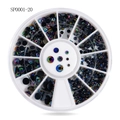Multicolor iridescent alloy nail rhinestones in a round 12-grid white organizer wheel - Multicolor AB Gemstones Set (sp0001-20)