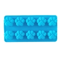 Blue silicone paw print candy mold with 10 cavities and temperature markings - 10-Cavity Cat Paw Blue