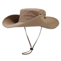Khaki quick-dry sun hat with wide brim and adjustable chin strap for hiking - 12cm Large Brim / Khaki