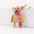 Colorful crystal bear keychain with vibrant rhinestones and gold-plated metal ring - Colorful 1