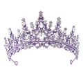 Elegant purple alloy wedding crown with sparkling crystal rhinestones in baroque style - Purple White Rhinestone