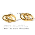 18K PVD gold plated 304 stainless steel geometric leaf earrings sized 28mm by 30mm - Double Ring Intertwined Style (HF-E3619-G) / 28x30.2mm