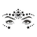 Self-adhesive black acrylic face jewels with stars and moon shapes for DIY makeup - BL206/Black Star Moon Style