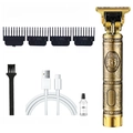 Vintage gold hair clipper with Buddha carving and USB charging accessory kit - Buddha Head Direct Charger [metal Body]