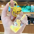 Gele beer sleutelhanger met melkthee beker ontwerp en een gouden belletje - Schattige beer - Melktheebeker