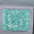 Bulk pack of mint green PE foam artificial roses in clear bag for wedding decor - 25pcs/Pack (No Leaves) / Teal Blue