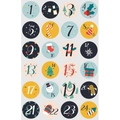 24-piece Christmas advent calendar stickers with numbers 1 to 24 and holiday illustrations - 29 Blue Yellow Numbers