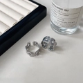 S925 sterling silver irregular woven ring with adjustable open design and retro finish - Adjustable Open / Retro Woven Style (jz161) / Silver