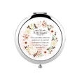 Chrome portable compact mirror for daughter with floral design and loving message - Love To My Daughter